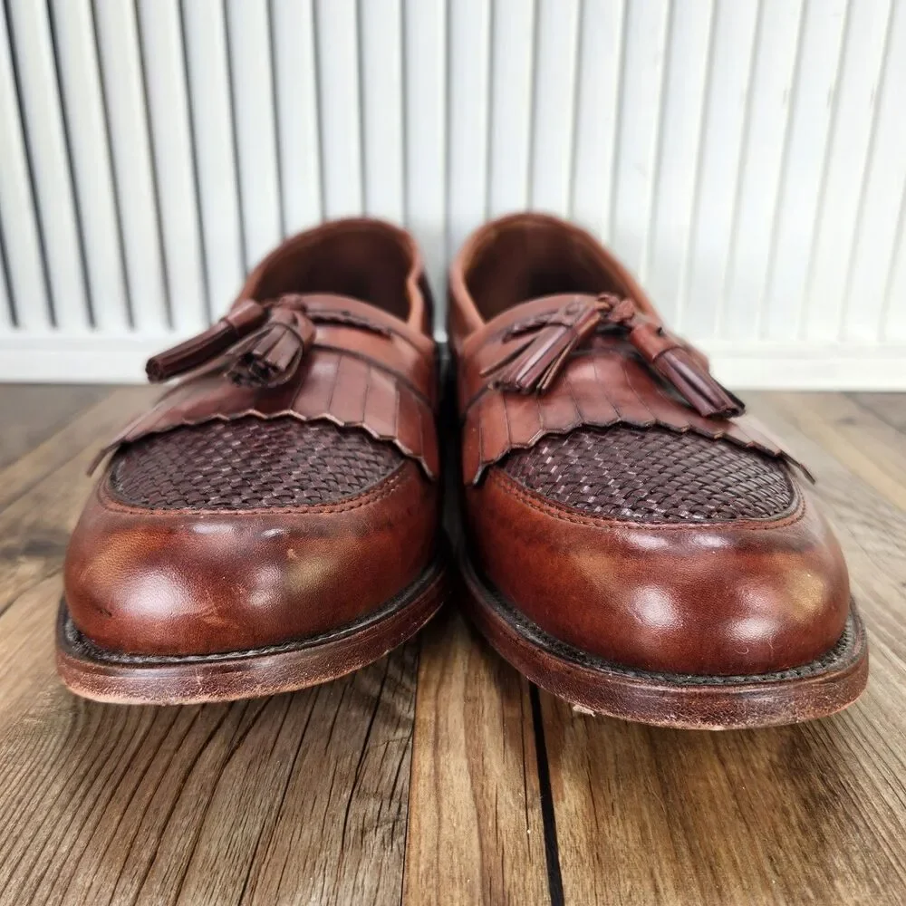 Allen Edmonds Cody Chili Weave Loafers Mens Sz 14 B Brown Leather Kiltie Tassel